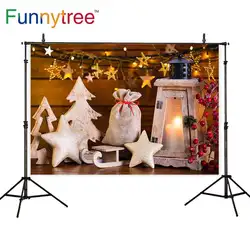 Funnytree photocall задний план зимние сани для детей коричневый деревянные стены свечи Рождество звезда Дерево Обои фонов