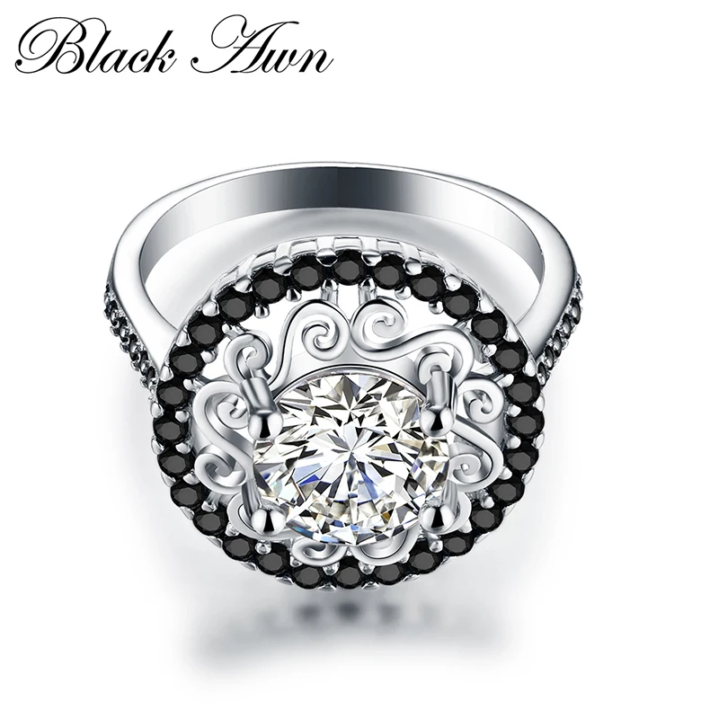 Женское кольцо из серебра 925 пробы с черной шпинелью|ring for|rings for womenrings women black |