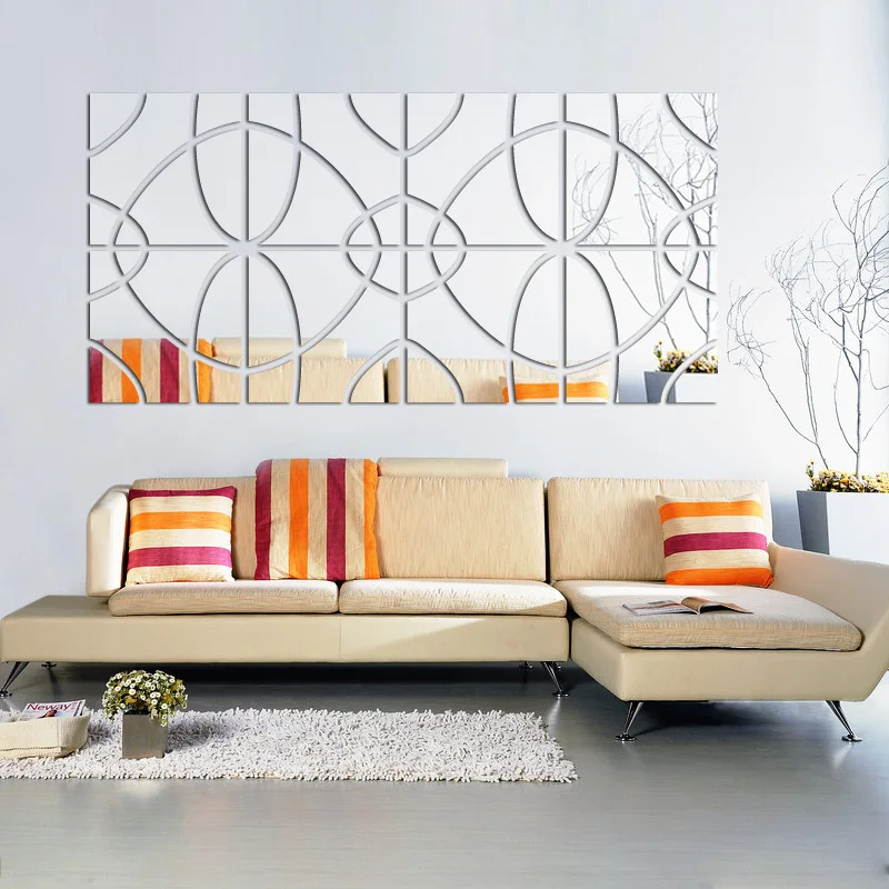 

2019 new 3d wall stickers adesivo de parede home decor modern acrylic large mirror surface wall sticker diy real free shipping