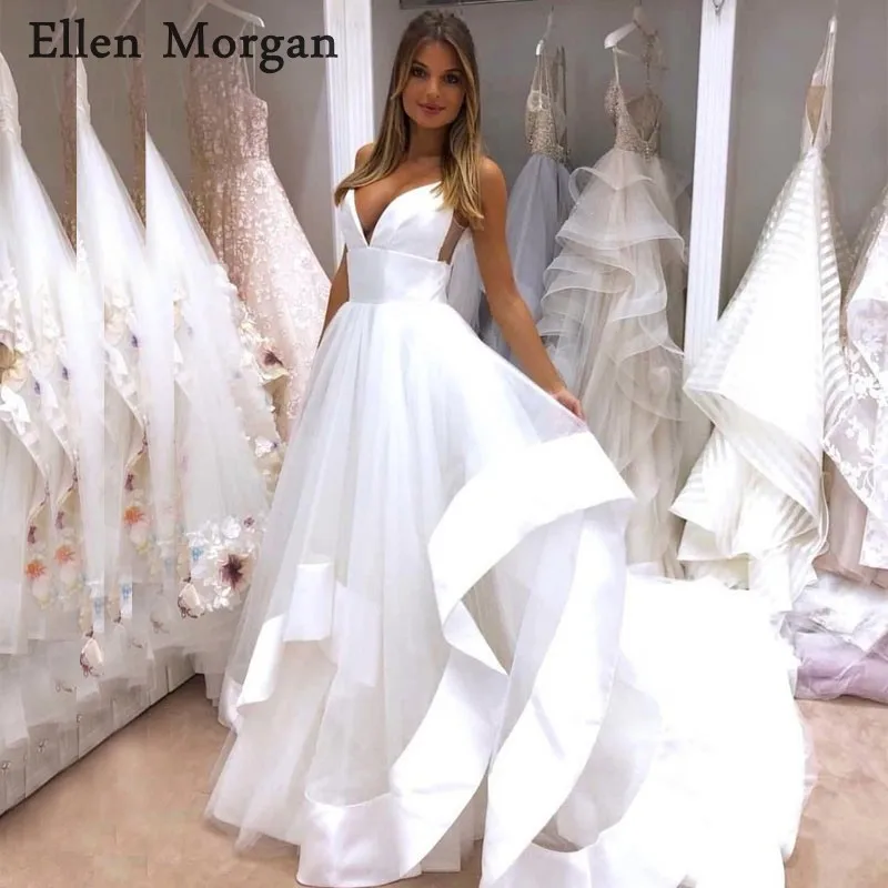 Sexy Summer Beach Boho Wedding Dresses 2019 Straps With V Neck