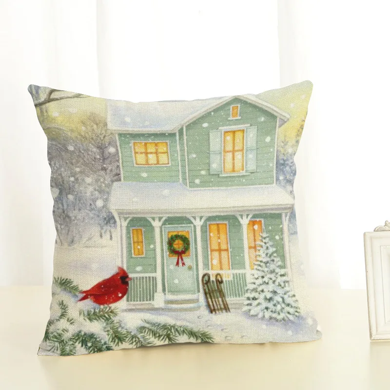 Рождественские украшения для дома покрытие подушки счастливый подарок на год с утолщённой меховой опушкой, хороший рождественский птицами размером 45*45 см льняная наволочка - Цвет: 11