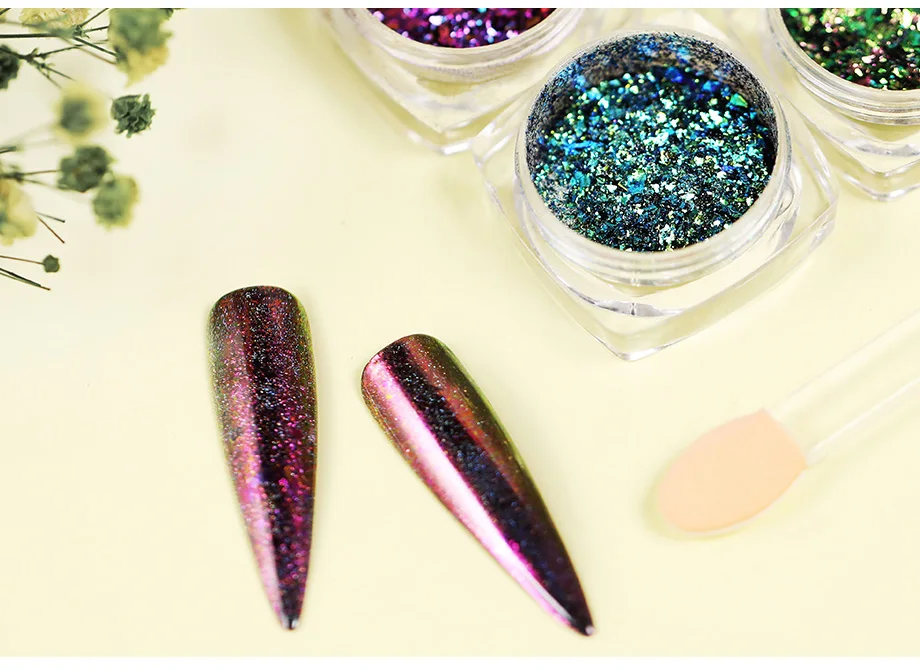 Clearance Discount) ROSALIND 0.2g Nail Glitter Powder Nail Decoration Pigment Peacock Powder Nail Art Manicure Top Base Coat