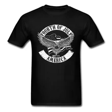 Camiseta del 4 de julio para hombre, camisetas de moda urbana americana, camisetas del 4 de julio, estampado de águila, ropa negra Vintage