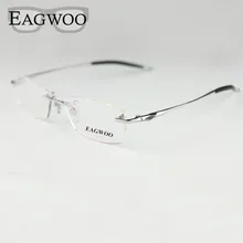 Óculos de titânio puro sem aro, óculos para homens com prescrição, sem armação, de silicone 16123