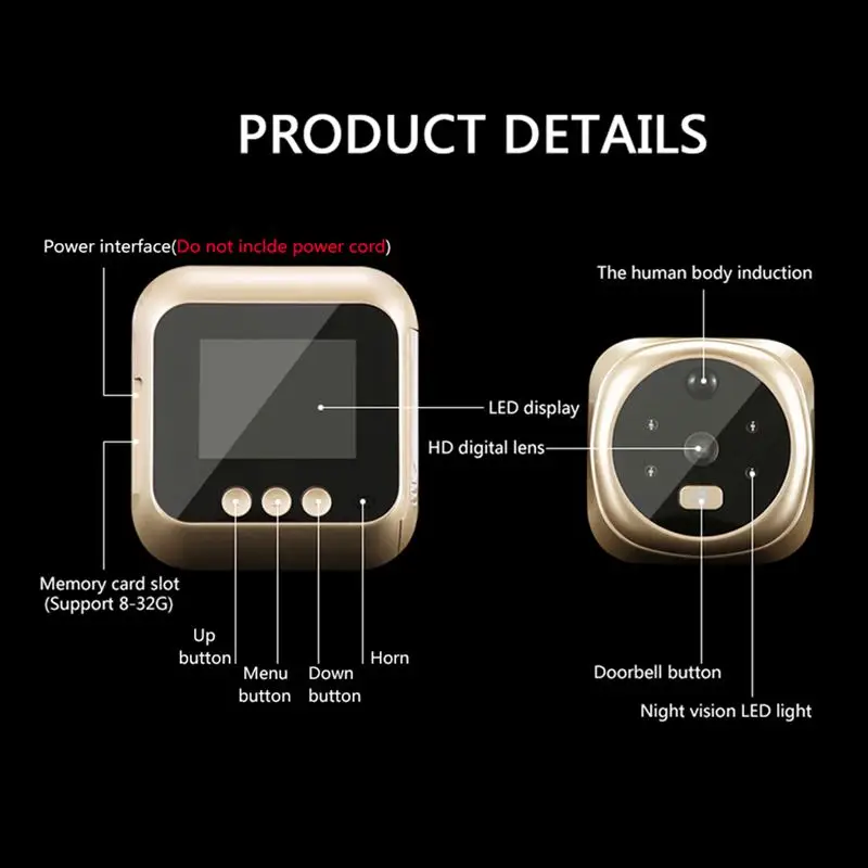 2,8 дюймов Lcd датчик движения 160 градусов глазок ИК ночной дверной глазок камера фото/видео запись цифровая дверная камера#8