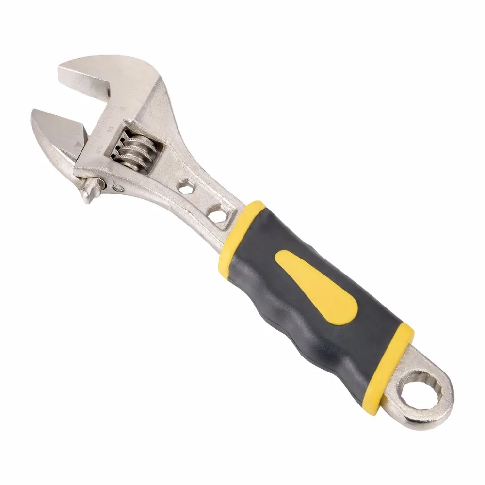 

UXCELL 1pcs 8-Inch 28mm 12 point Opening Jaw TPR Grip Adjustable Wrench, CV-r, TPR Handle DIY Hand-Making,Household Maintenance