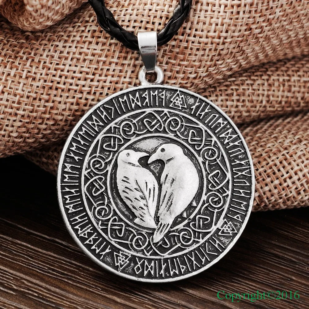 

1pcs Norse Vikings Pendant Necklace Valknut Raven RUNE PENDANT Knot Viking Amulet Pendant Necklace Nordic Talisman