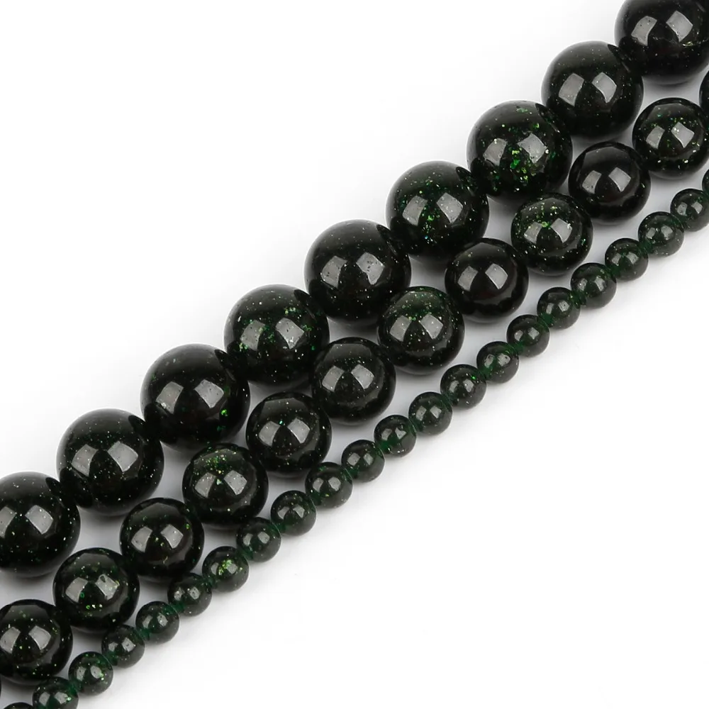 

Natural Stone Beads 4/6/8/10mm Round Green Sand Stone Beads 15'' Loose Stone Beads For Jewelry Making DIY Bracelet Necklace