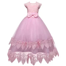 Элегантное платье с кружевами для девочек длинная Тюлевая юбка для девочки-подростка вечерние платье для дня рождения; элегантная детская Костюмы Детские платья для девочек свадебное платье для принцессы