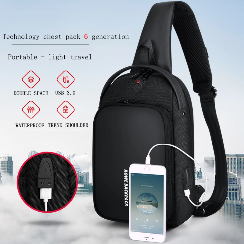  ROWE bolso de hombro para hombre bolso de hombro con carga USB bandolera para hombre bolso de hombr