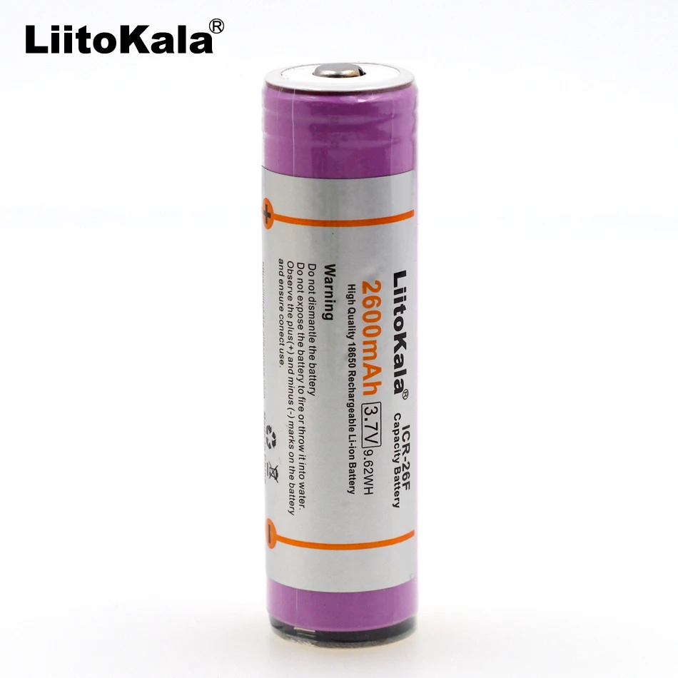 Комплект из 2 предметов. Liitokala 18650 ICR18650-26FM 2600 mAh Защищенный Литий-ионный аккумулятор 3,7 V с печатным фонариком