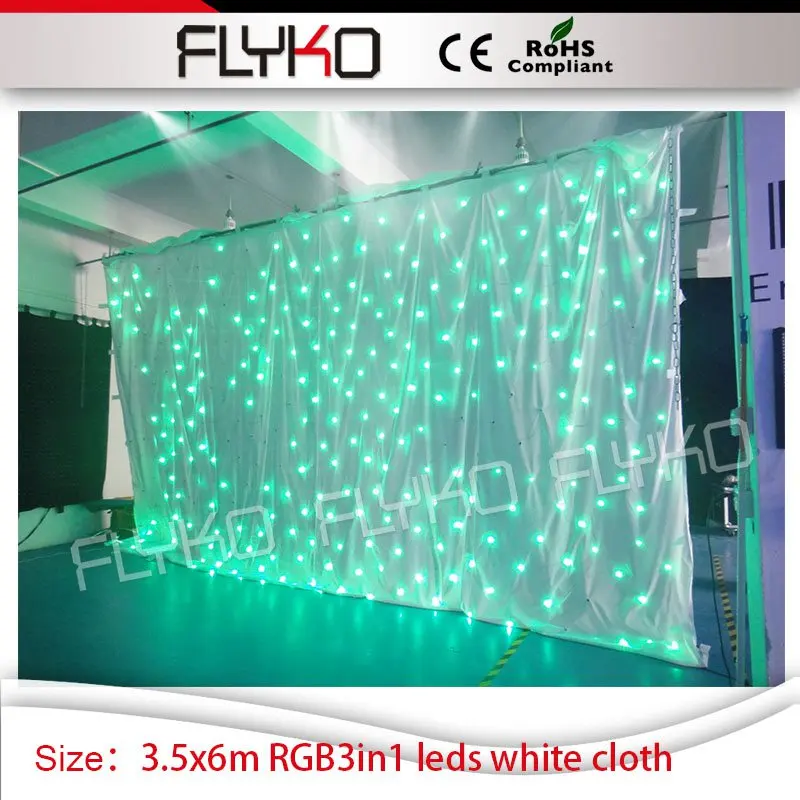Free shipping wedding stage decor led star curtain RGB3in1 lights white curtain DJ Backdrops 3