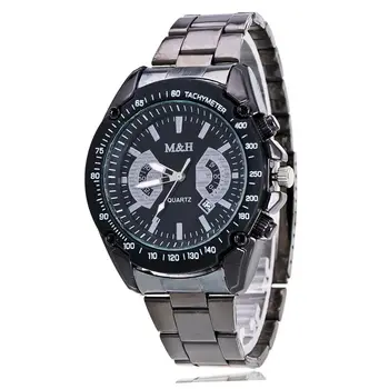 

Hot Sale New fashion design business calender men male clock casual stainlesssteel luxury wrist quartz watch Men Sports Watch