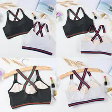 Для женщин фитнес, растяжка, тренировка майка Бесшовные Мягкий полосатый повседневное Спорт мягкий