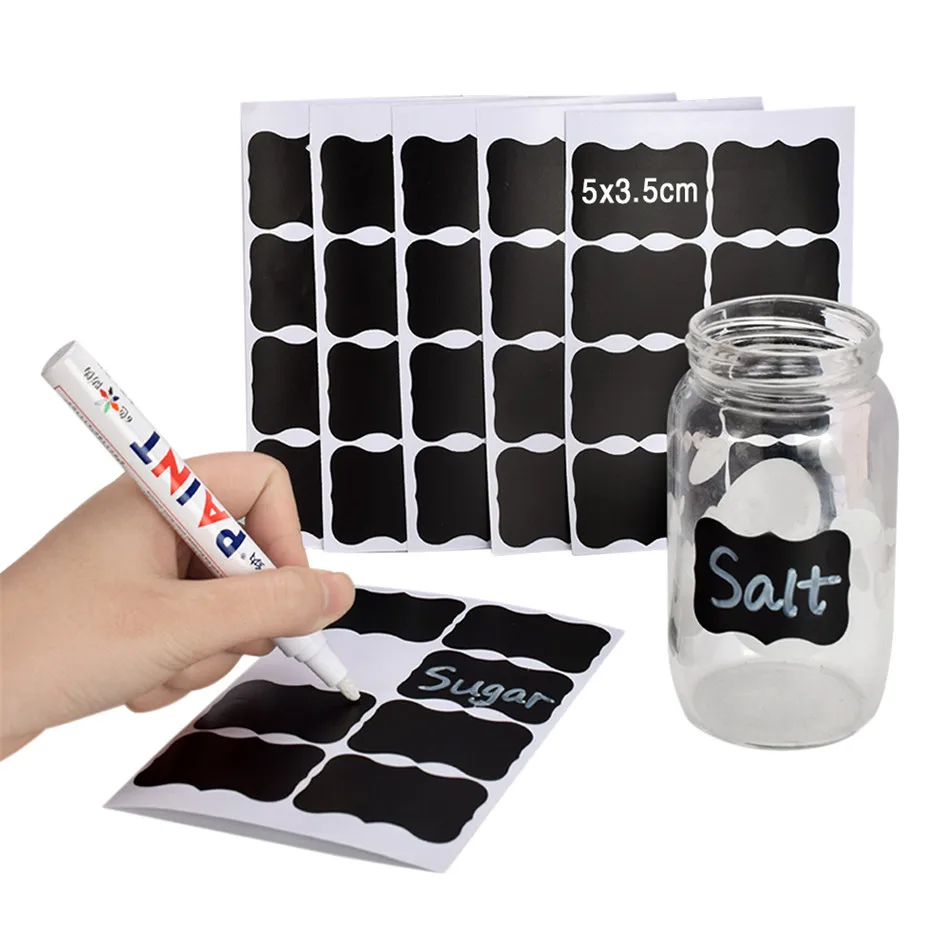 48-pcs-Blackboard-R-tulos-Jam-Jar-Cozinha-Tempero-Adesivo-Reutiliz-vel-Etiqueta-Adesivos-Caneta-Organizador