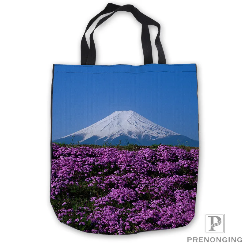 На заказ холст Sakura_and_Mt. ToteBags ручная сумки сумка для покупок повседневная пляжные сумки Повседневная 180713-03-25