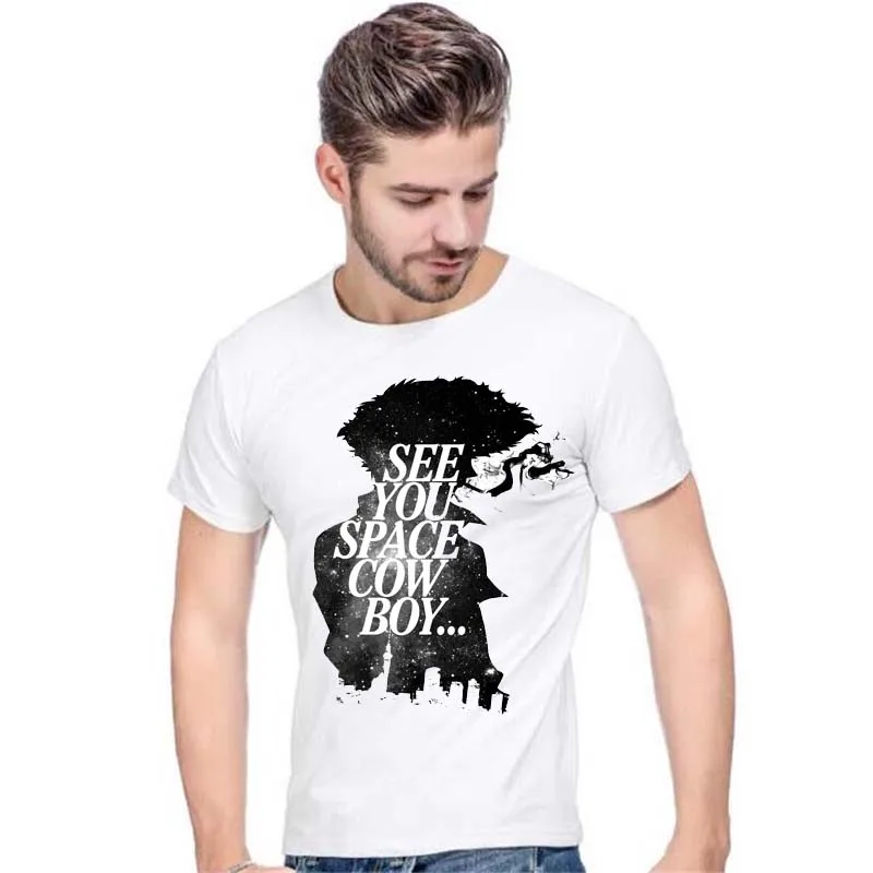 

Cool Fashion Anime Cowboy Bebop T-shirt Uncle Spike Spiegel Men See You Space T Shirt Summer Smoking Tee Shirt Fans Clothing