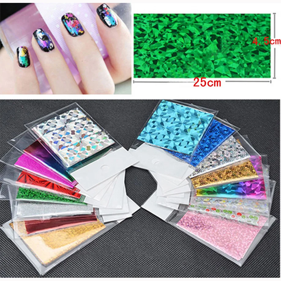 ISHOWTIENDA Nail Decals Water Transfer 50Pcs Foils Finger DIY Nail Art ...