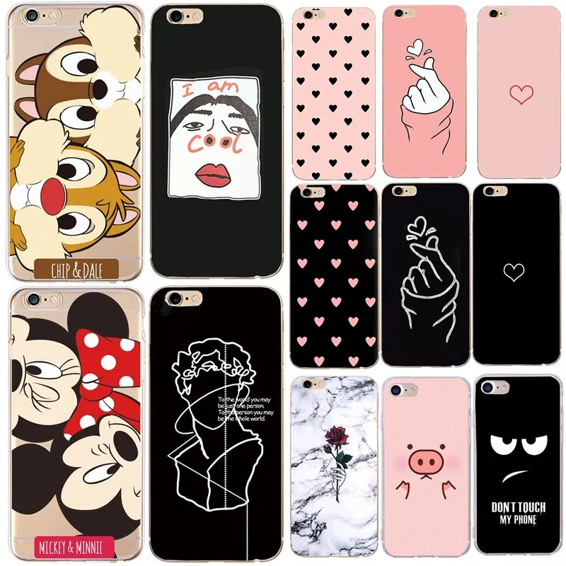 

Silicone For Capinha iphone 5s 5SE 5 6S 6 7 8 Plus Silicone Thin Love Heart Colors Back Cover For iphone xs max xr x Bumper