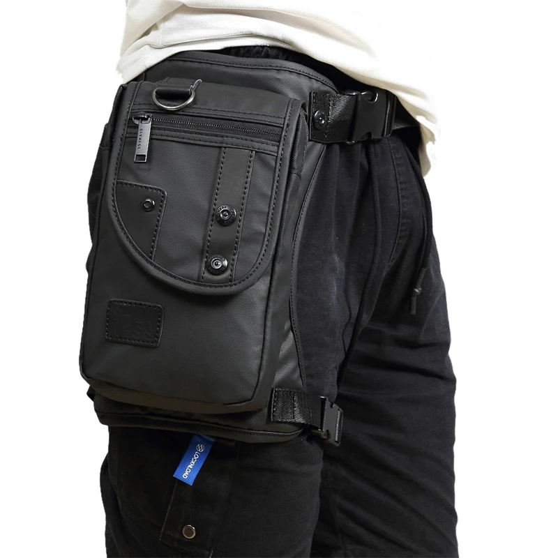 Lona dos Homens Pacote de Cintura Bolsa de Cinto Bolsa do Mensageiro Bolsas de Ombro à Prova d’ Hip do Cavaleiro da Motocicleta Água Nylon Crossbody Fanny Perna Queda – Bum