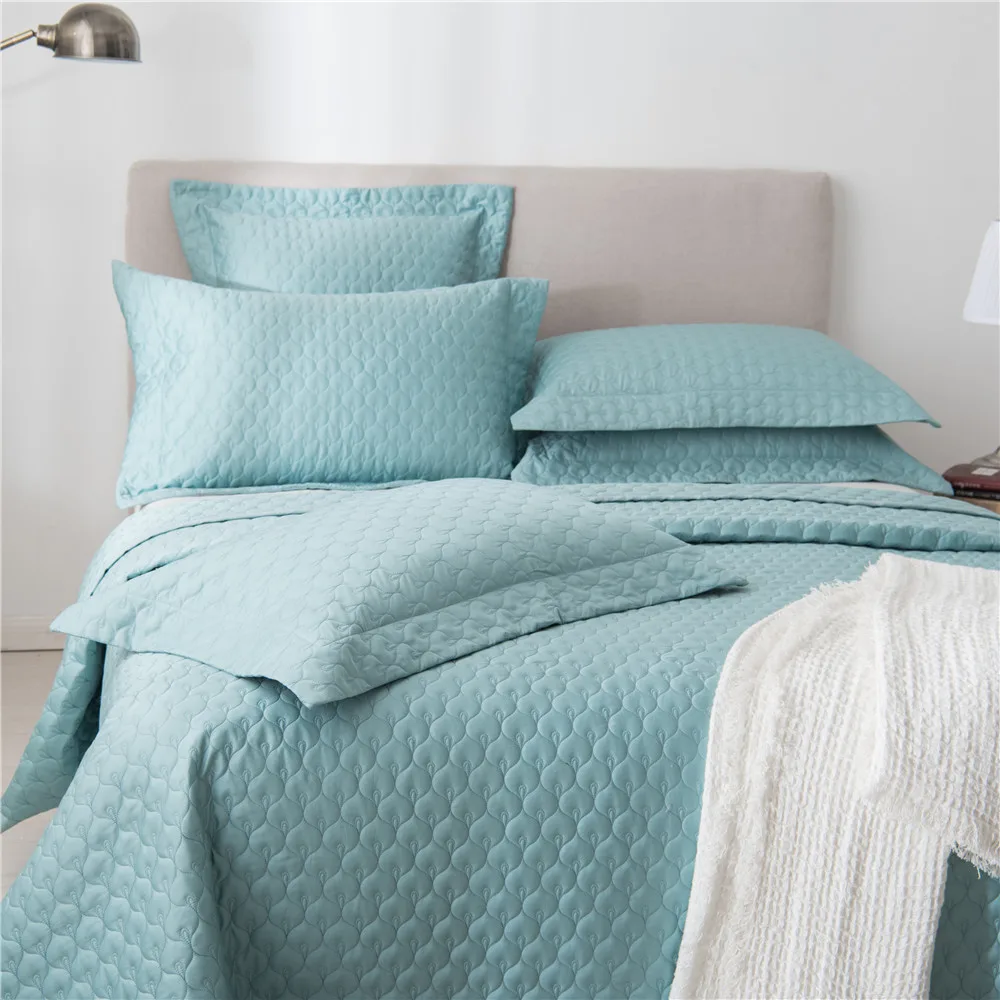 

OMSHOUSE Prewashed 1/3/5-Piece Quilted Quilt Coverlet & Bed Cover Set Stitched Pattern Solid Color 100% Cotton Filling Bedspread