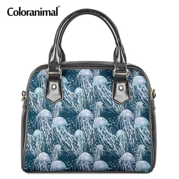 

Coloranimal Glowing Effect Artificial Jellyfish 3D Print Women Top-handle Pack Women PU Eco Shoulder Handbag Sac a main Tote Bag