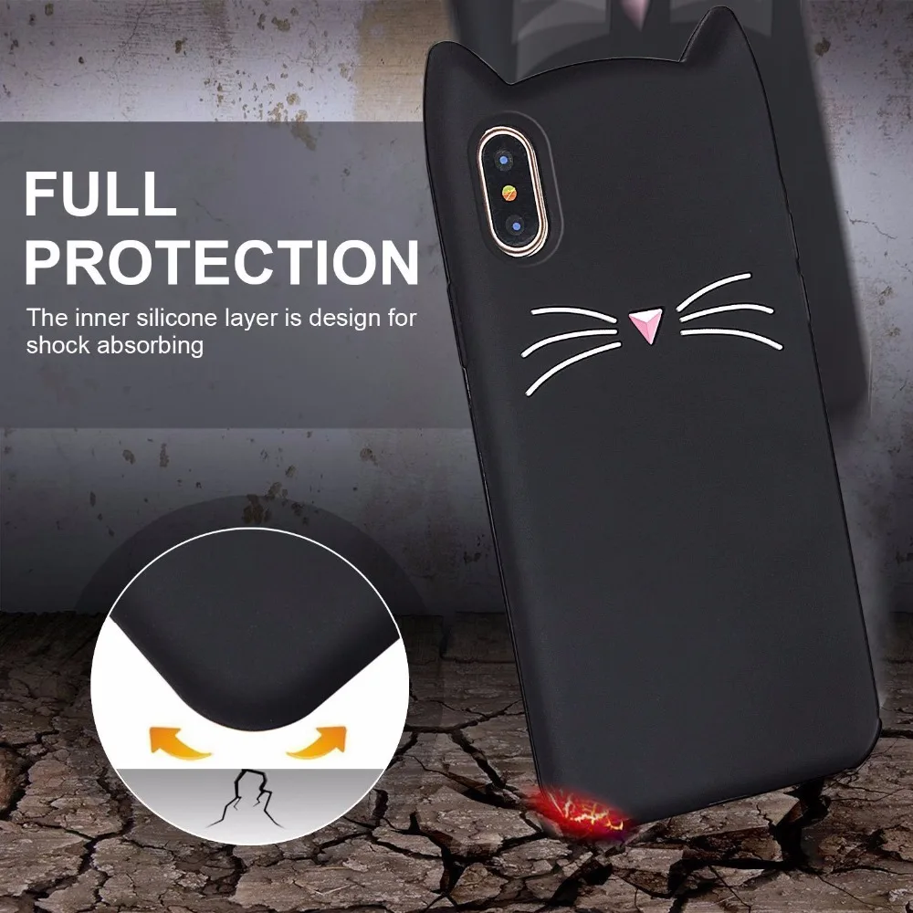 

Fashion Soft Silicone Cute Cat Back Cover For iPhone 4 4S 5 5S SE 6 6S 7 8 Plus X Ten 10 Back Cover Case For iPhone X Ten 10