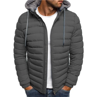 ZOGAA брендовая мужская зимняя парка, повседневное пальто с капюшоном, мужская куртка, пуховое хлопковое пальто, теплая одежда, уличная одежда, мужские парки - Цвет: grey1