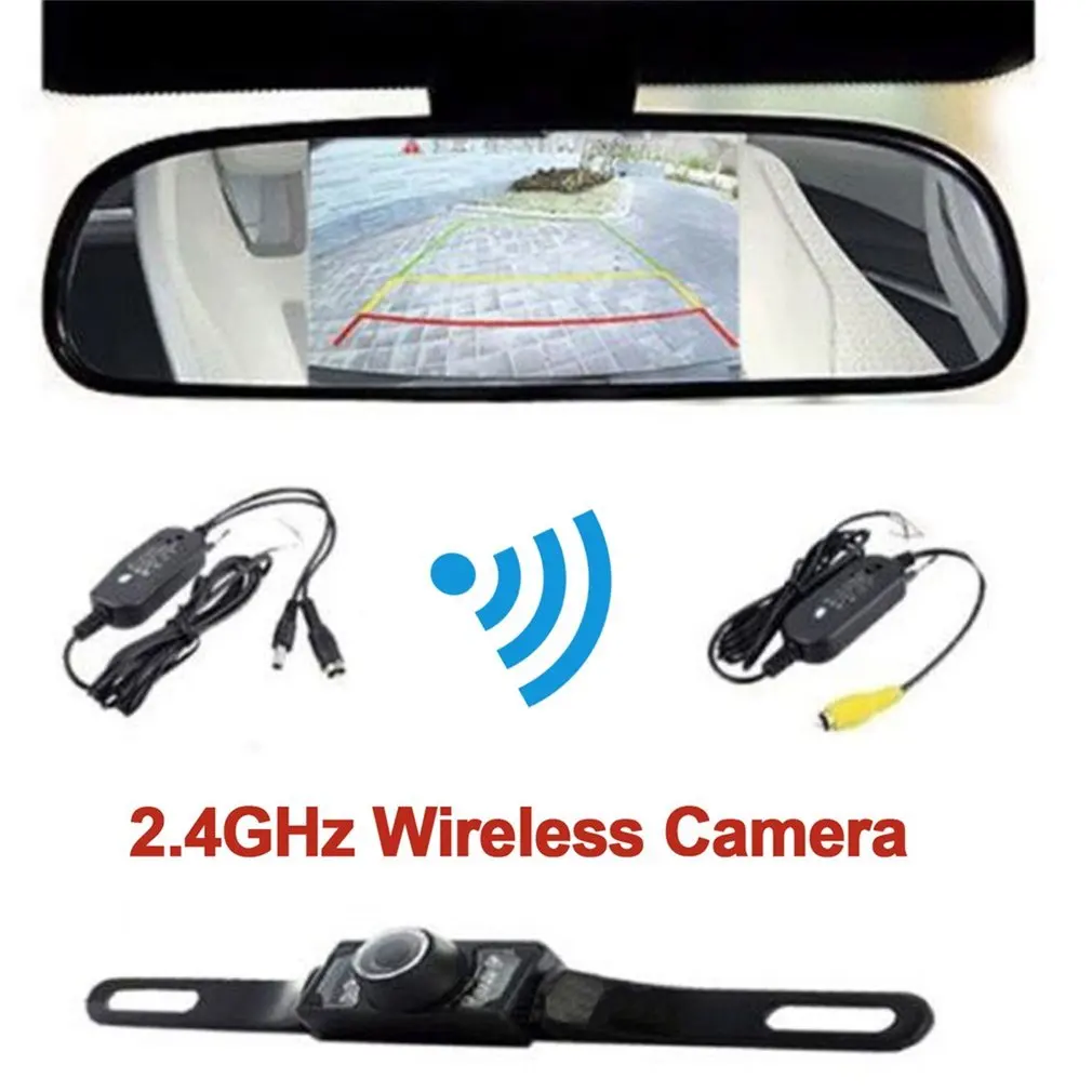 Top Quality 4.3 Inch LCD Car Monitor + IR Night Vision HD Rear View Car Camera Wireless Parking Assistance System for Car