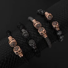 Northskull браслеты из нержавеющей стали с двумя черепами браслет из натуральной кожи ската подходит для мужчин и женщин роскошные часы аксессуары