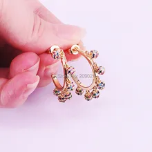 5 пар, новинка, золотая, Радужная, cz круглый шар, великолепные серьги-гвоздики для девушек и женщин, изысканные модные ювелирные изделия