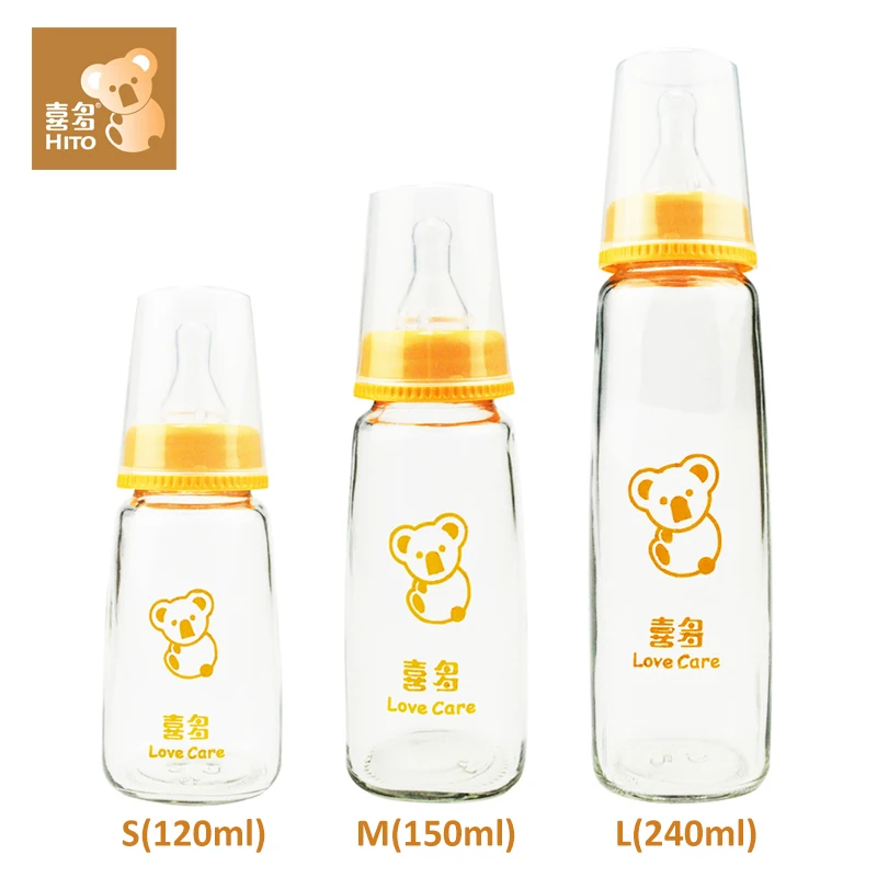 HITO Standard Neck Feeding Bottles General Diameter Square Glass
