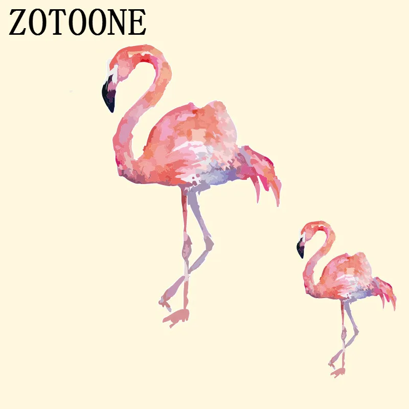 

ZOTOONE Flamingo Bird Iron On Transfers Stickers Hot Heat Vinyl Thermal Transfers For T Shirt Clothes Fabric DIY Badge Applique