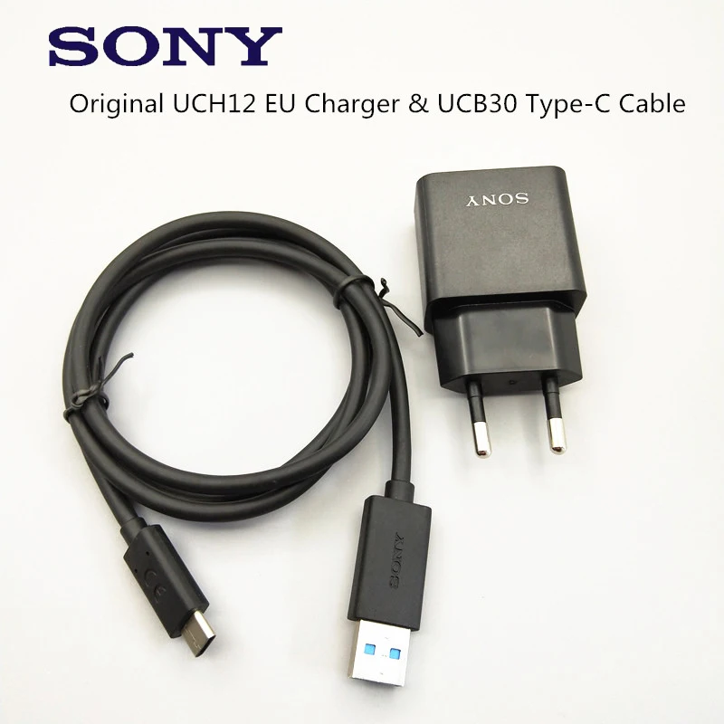

Original SONY Xperia XZS L1 XZ1 X Compact XZ Premium XA1 ULTRA Plus XZ2 Quick Charger fast Wall Adapter UCB30 USB Type-C Cable