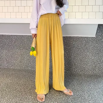 

Pleated pants female spring and summer new Korean version of the high waist was thin straight drag mopping long pants