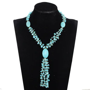 

Fabulous Blue Strands Beads Fashion Necklace Long Pandent Luxury Bridal Necklace Jewelry Handmade Style Free Shipping PJW143