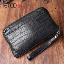 AETOO Original vintage leather clutch bag Men  first layer leather handbag Multifunctional Clutch soft leather men