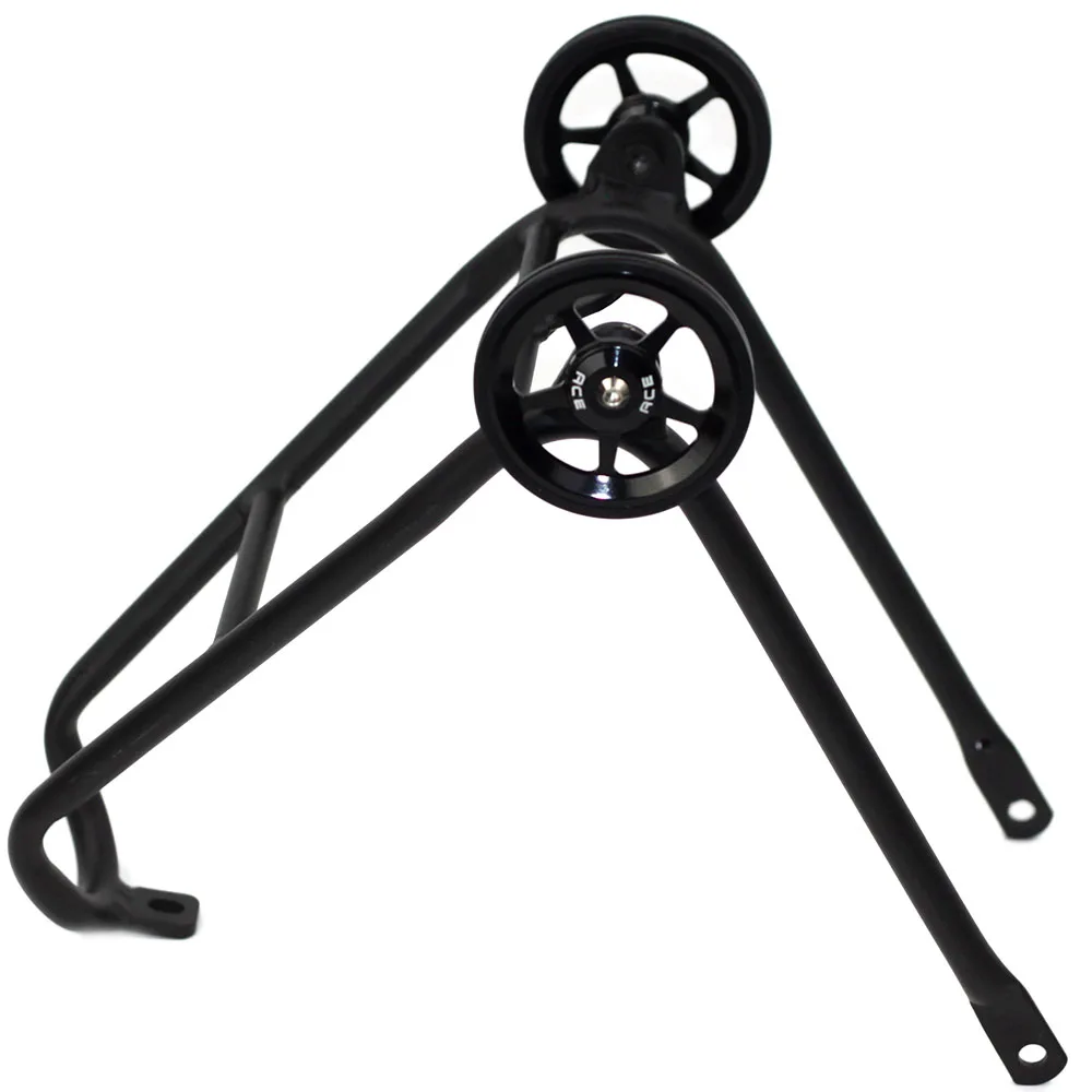 Складной велосипед сплав Q Тип задняя стойка с Easywheels для Brompton легкий 140 г - Цвет: black rack-wheels