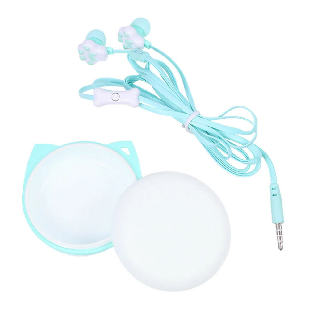 

Earphone Women Cartoon Earphones with Storage Case In-ear Kitten Claw Earphone DU55