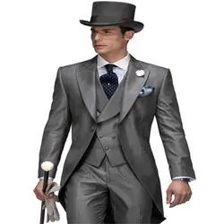 Новый Дизайн Жениха Свадебный Смокинг лучшие мужские костюмы куртка + брюки + галстук + жилет мужские костюмы