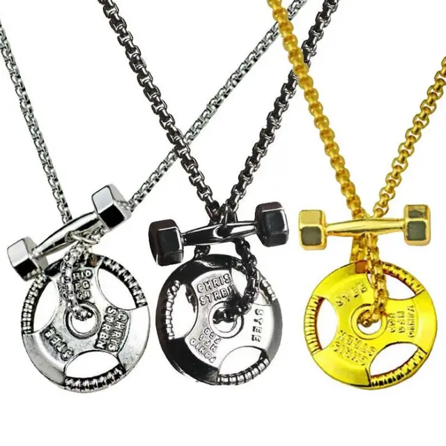 Fitness Gym Necklace Dumbbell Necklace Pendant Jewelry Bodybuilding