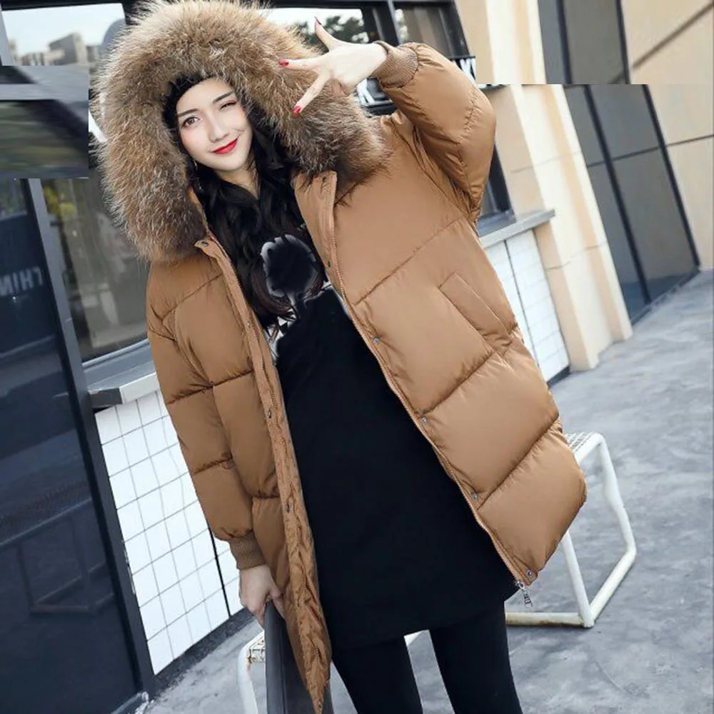

With fur hooded Woman Winter Jacket Women's Coat Plus Size 2XL Padded long Parka Outwear for women Jaquata Feminina Inverno