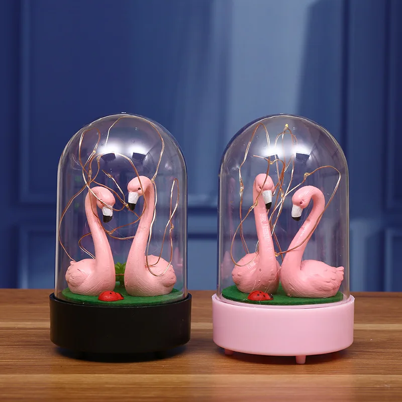 

Modern Cute New Exotic Ornaments Creative Pink Flamingo Star Lights Sofa Night Light Decorative Crafts Resin Ornaments