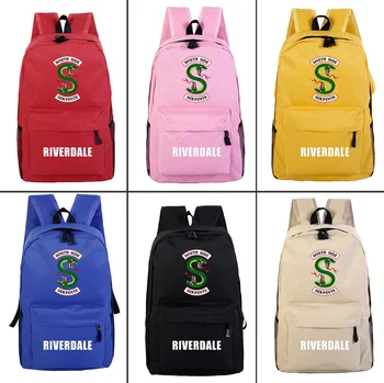 

Riverdale south side serpents Canvas Backpack Student School bag Men's laptop bag Fashion Travel bag Zipper Rucksack Packsack