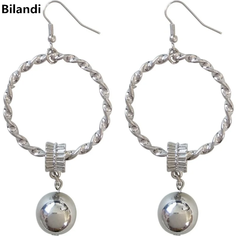 

Stylish Designs Jewelry Metal Twist Circle Ball Drop Earrings For Women