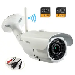 Wi-Fi ONVIF P2P 2.8-12 мм Водонепроницаемый сети ip-пуля Камера 720 P аудио + 12V1A