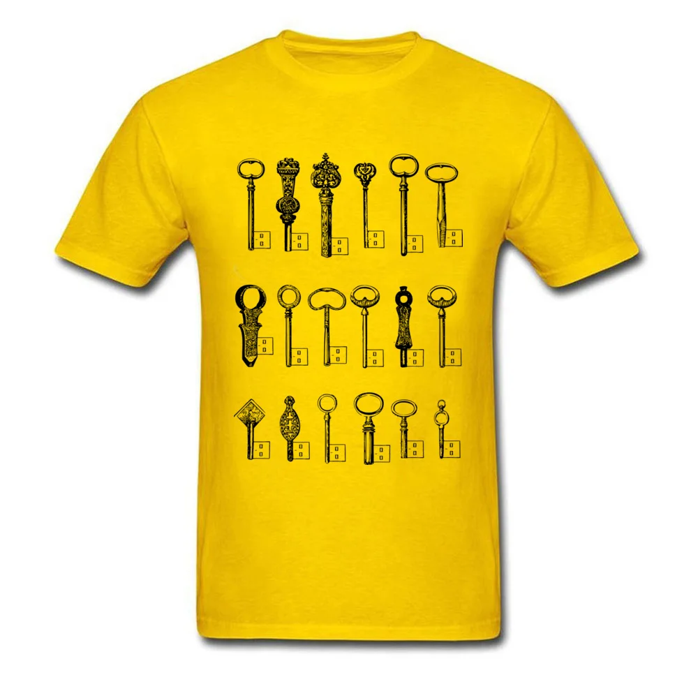 Customized Short Sleeve Tees Mother Day Round Collar 100% Cotton Men T-shirts Usb Keys Customized Top T-shirts Slim Fit Usb Keys yellow