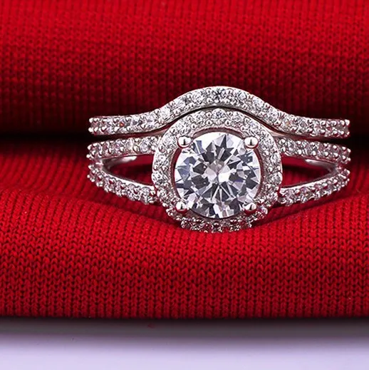 US $908.65 Everlasting Solid 18K White Gold Jewelry Ring Women Moissanite 2CT Lab Grown Diamond Moissanite Rings Set Excellent Band AU750