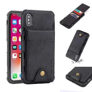 

For iphone 7 Case XR Silicon Armor flip Wallet Cover for iphone 8 7 plus XS Case coque for iphone 6 6s plus XS MAX Canvas Coque