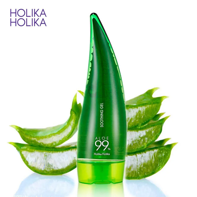 HOLIKA 99% Aloe успокаивающий гель с экстрактом алоэ вера гель алоэ вера уход за кожей для удаления угрей Увлажняющий дневной крем после загара лосьоны гель алоэ 55 мл - Цвет: 55ml